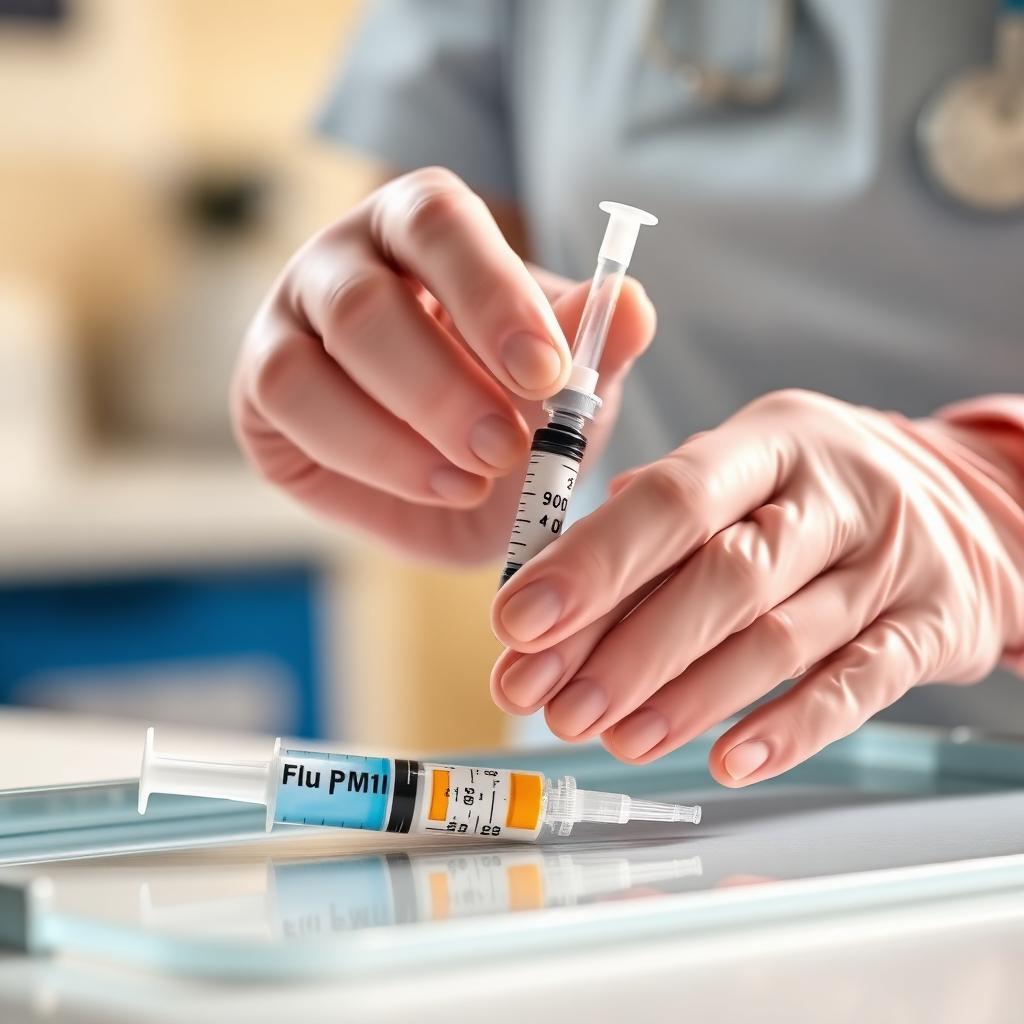 Nurse preparing a flu vaccine